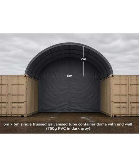 6×6m Container Dome Shelter with End Wall - Ag & Equipment Cover